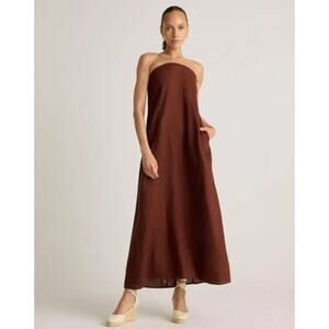 Elegant Brown Strapless Maxi Dress